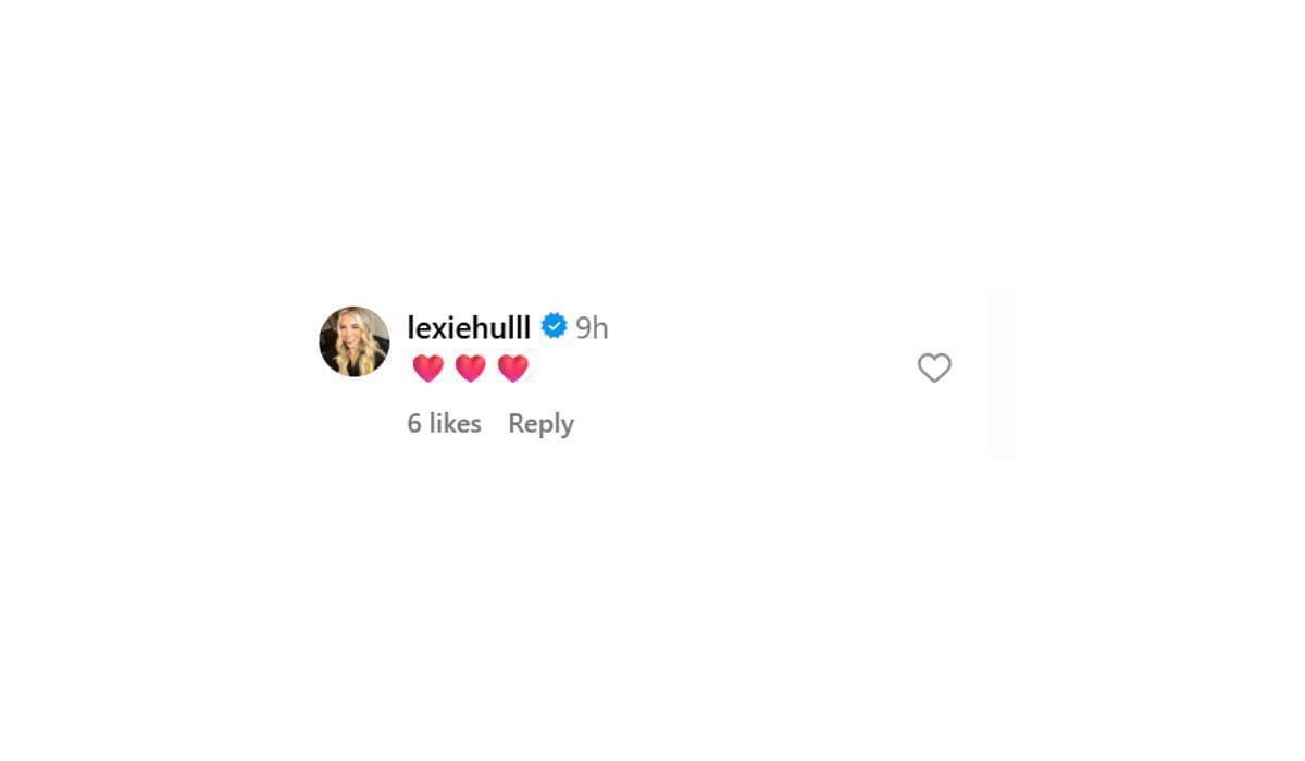 Lexie Hull reacts to Andrea Hayden's post